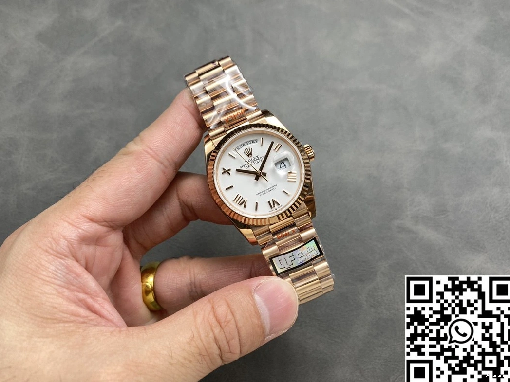 Steel M128235 White 36mm Rose Dial v5 Date QF Rolex Gold Day Factory Tungsten 0112